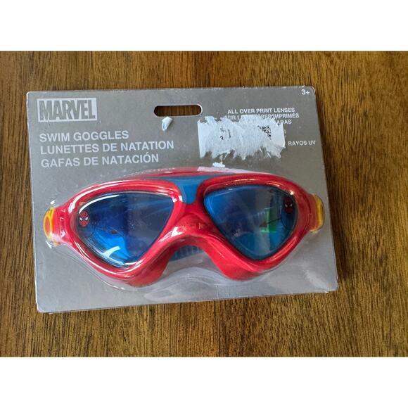 NEW Marvel Spider-Man Kids Swim Goggles Red Blue Youth Adjustable - Picture 1 of 6
